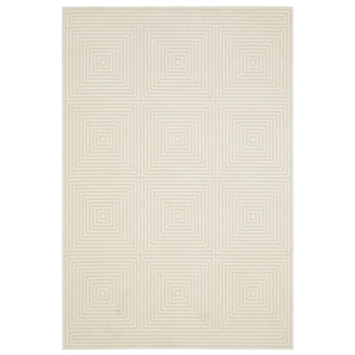 7' X 10' Geometric Area Rug - Ivory And Beige
