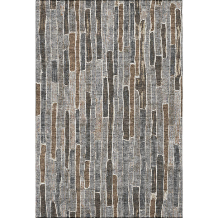 10' X 14' Striped Washable Area Rug With UV Protection (692880) - Pewter / Gray / Silver