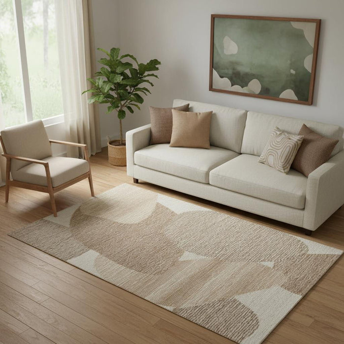 5' X 8' Wool Abstract Hand Tufted Area Rug (567606) - Brown / Tan / Ivory