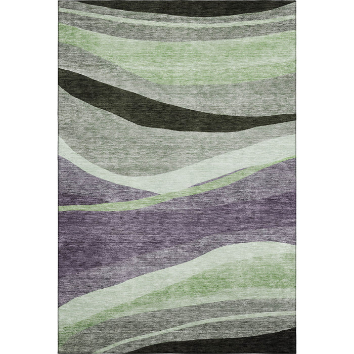 10' X 14' Abstract Washable Area Rug With UV Protection (684244) - Purple / Green / Ivory