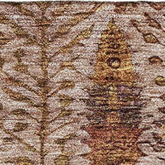 10' X 14' Floral Vines Washable Area Rug With UV Protection (716629) - Terra Cotta / Beige