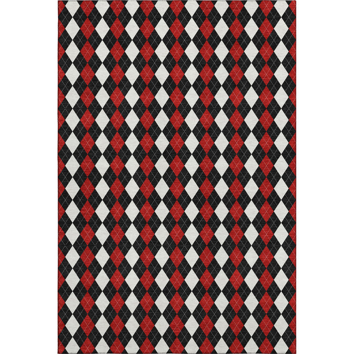 10' X 14' Geometric Washable Area Rug With UV Protection (701689) - Black / Red / White