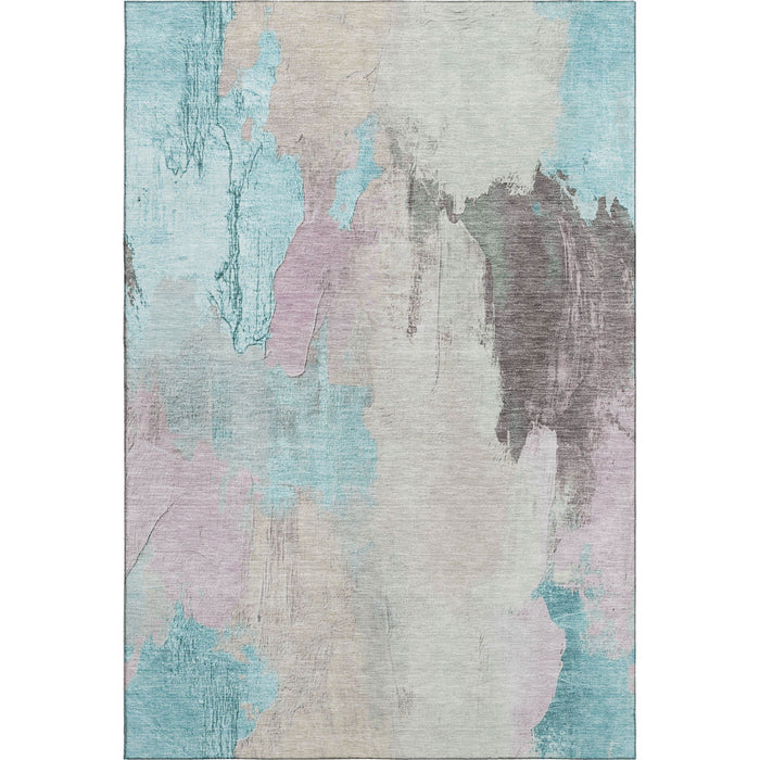 10' X 14' Abstract Washable Area Rug With UV Protection (709696) - Teal / Beige / Gray