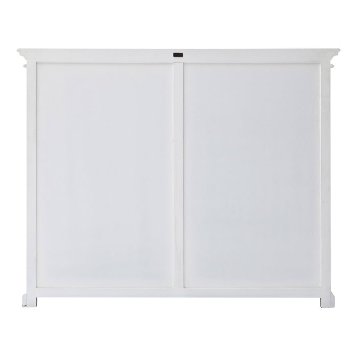 Wood And Glass Two Level Storage Cabinet - White