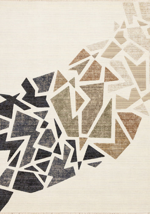 8' X 10' Abstract Area Rug (660252) - Cream / Black / Tan