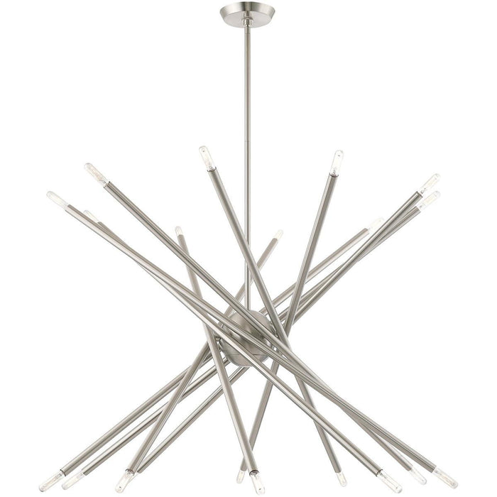 37" Multi Light Dimmable Chandelier With Shades - Nickel