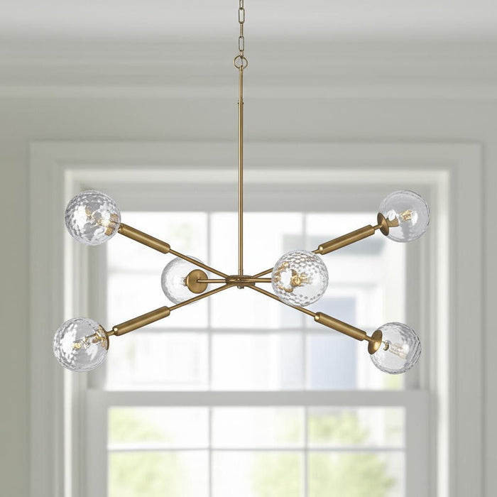 Sputnik Six Light Dimmable Chandelier With Shades - Gold / Clear