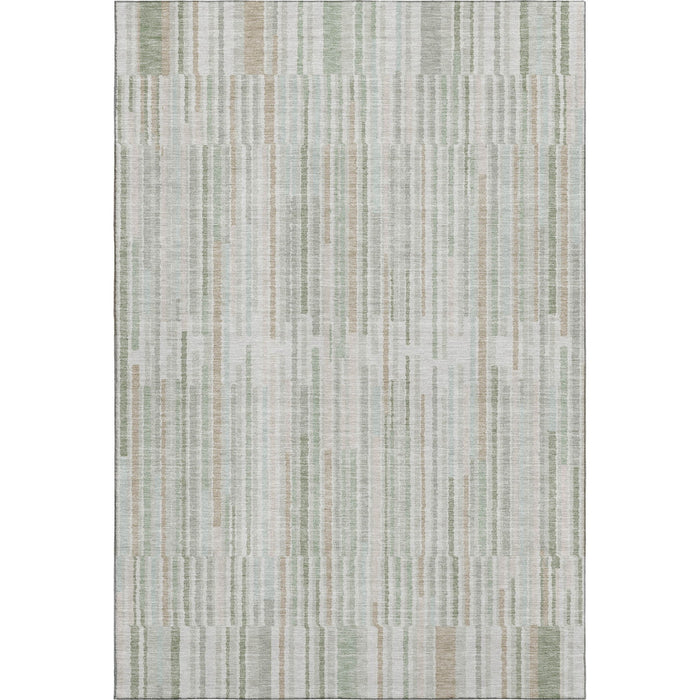 10' X 14' Striped Washable Area Rug With UV Protection (717899) - Sage / Ivory