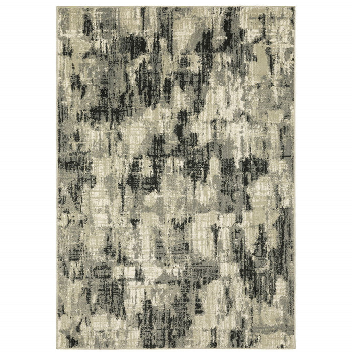 10' x 13' Abstract Power Loom Stain Resistant Area Rug - Gray Beige Charcoal And Blue
