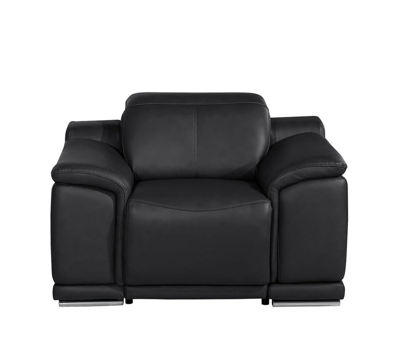 Genuine Leather Wall Hugger Power Recliner With USB - Black