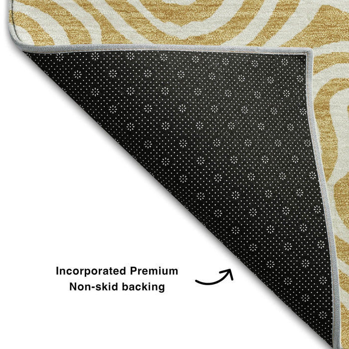 10' X 14' Abstract Washable Area Rug With UV Protection (680867) - Gold / Ivory