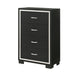 Black Giga 4-drawer accent bedroom chest with handles, featuring sleek design and storage space for modern bedroom decor.
