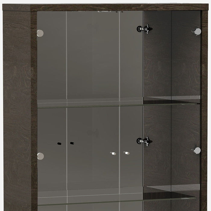 Accent Cabinet With One Drawer - Silver And Gray And Brown