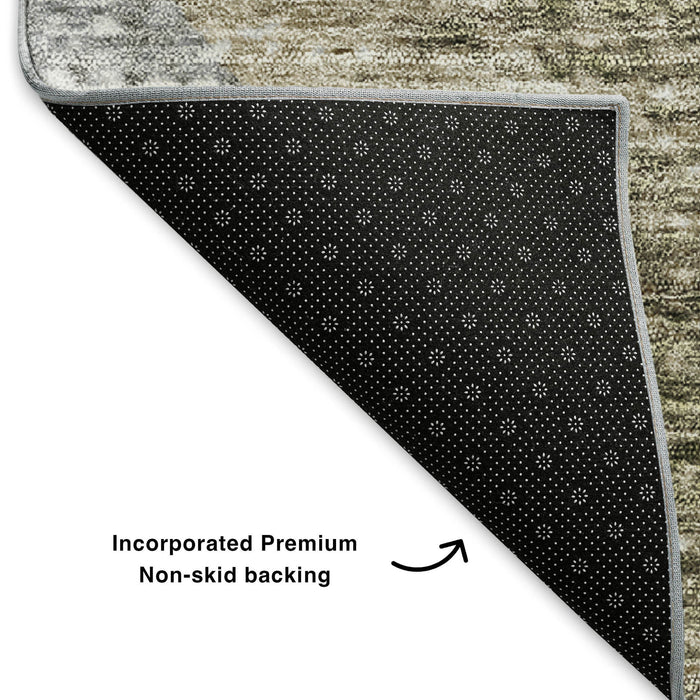 8' X 10' Geometric Washable Area Rug With UV Protection (653120) - Brown / Ivory / Gray