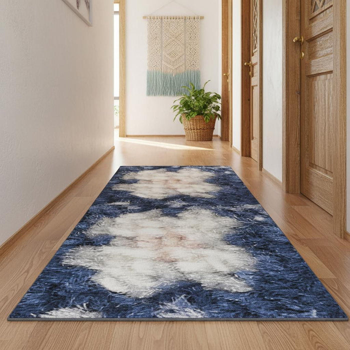 10' Floral Runner Rug (564133) - Ivory / Gray / Blue