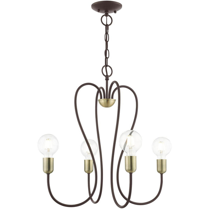 22'' Four Light Dimmable Chandelier With Shades - Bronze