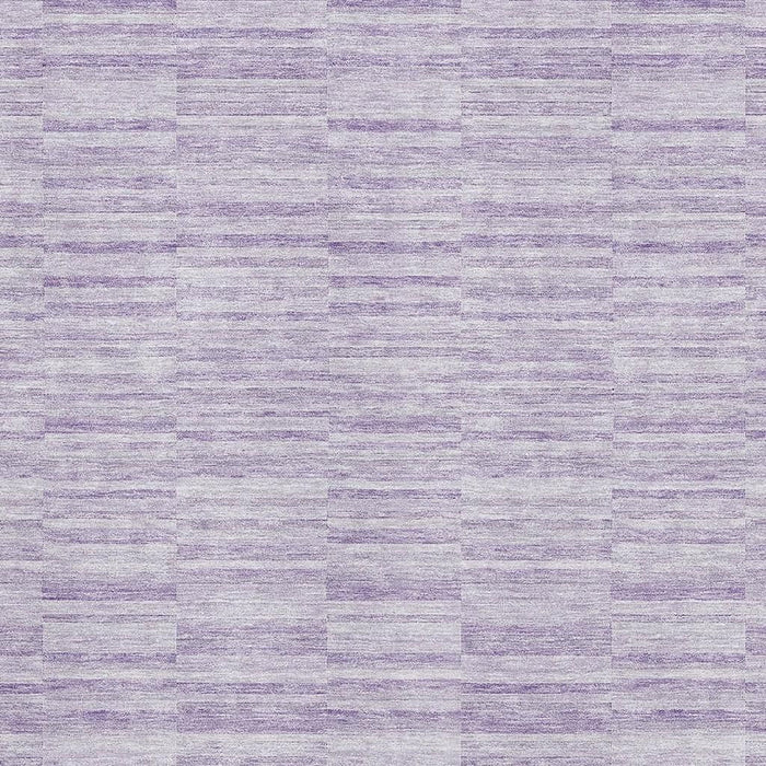10' X 14' Striped Washable Area Rug With UV Protection - Plum And Ivory