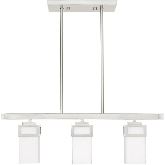 10" Three Light Dimmable Chandelier With Shades - Nickel