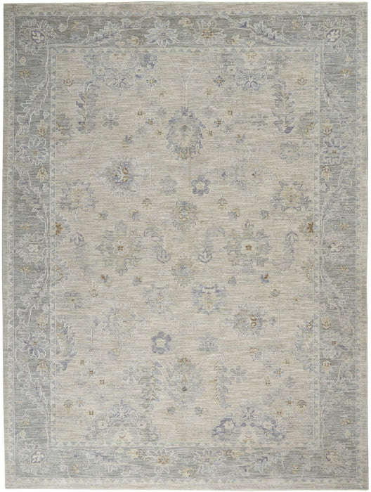 8' X 10' Floral Power Loom Area Rug - Ivory And Gray