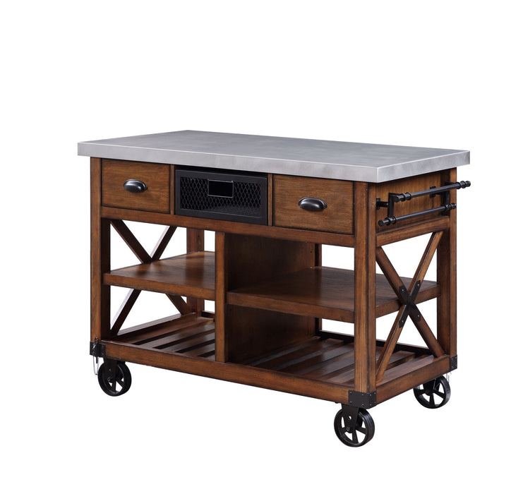 48" Rolling Kitchen Cart With Storage - Dark Brown
