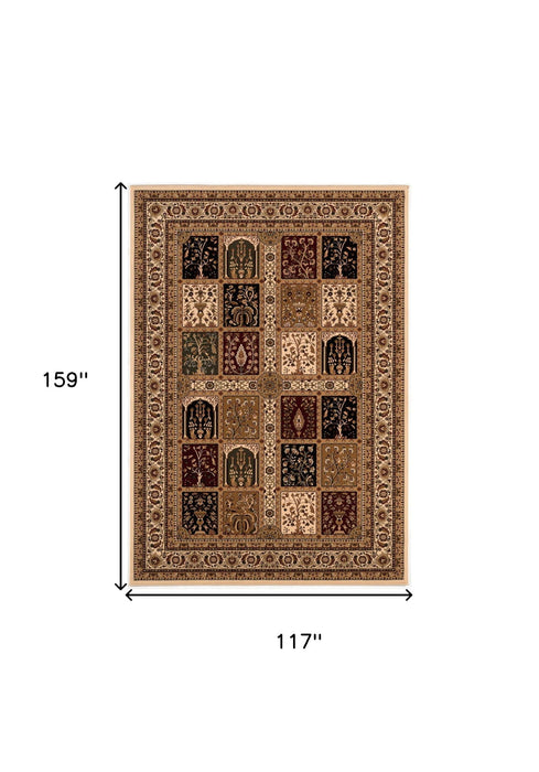 9.8' x 13.3' Oriental Washable Non Skid Area Rug - Black And Beige