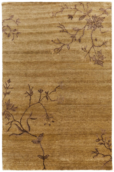 5' X 8' Wool Floral Hand Knotted Area Rug (744154) - Green / Brown