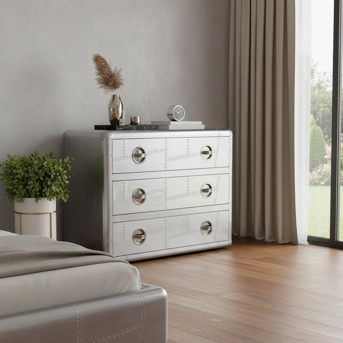 Three Drawer Dresser - Silver
