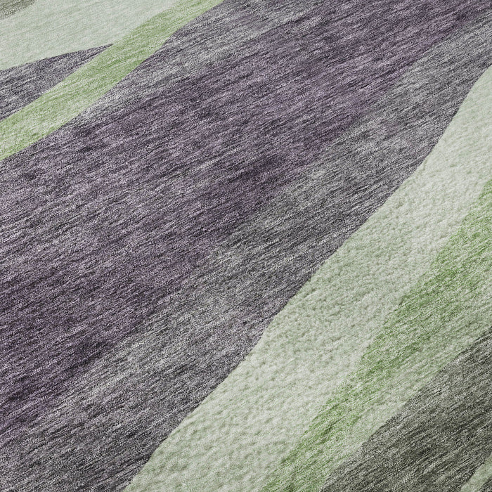 10' X 14' Abstract Washable Area Rug With UV Protection (684244) - Purple / Green / Ivory