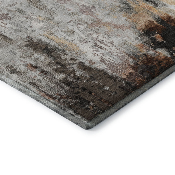 10' X 14' Abstract Washable Area Rug With UV Protection (695702) - Gray / Rust / Ivory