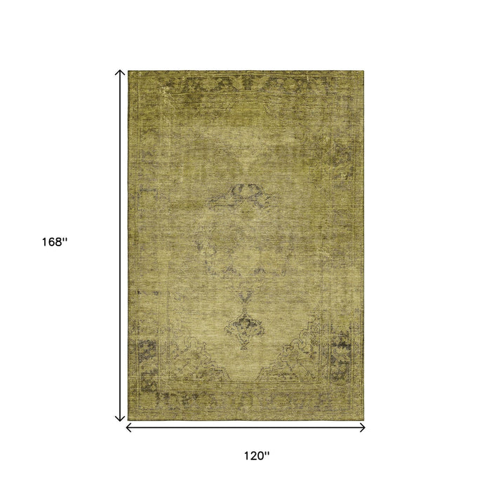 10' X 14' Oriental Washable Area Rug With UV Protection (654886) - Gold / Wheat