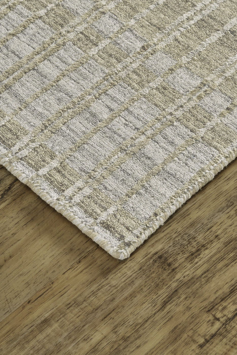 10' x 14' Geometric Hand Woven Area Rug - Tan And Ivory