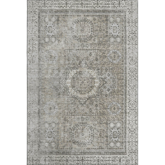 10' X 14' Oriental Washable Area Rug With UV Protection (699788) - Pewter / Silver