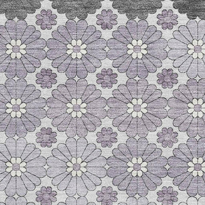10' X 14' Geometric Washable Area Rug With UV Protection (696872) - Lavender / Gray / Silver