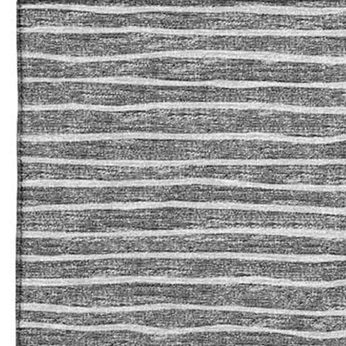 10' X 14' Striped Washable Area Rug With UV Protection (645229) - Gray / Ivory