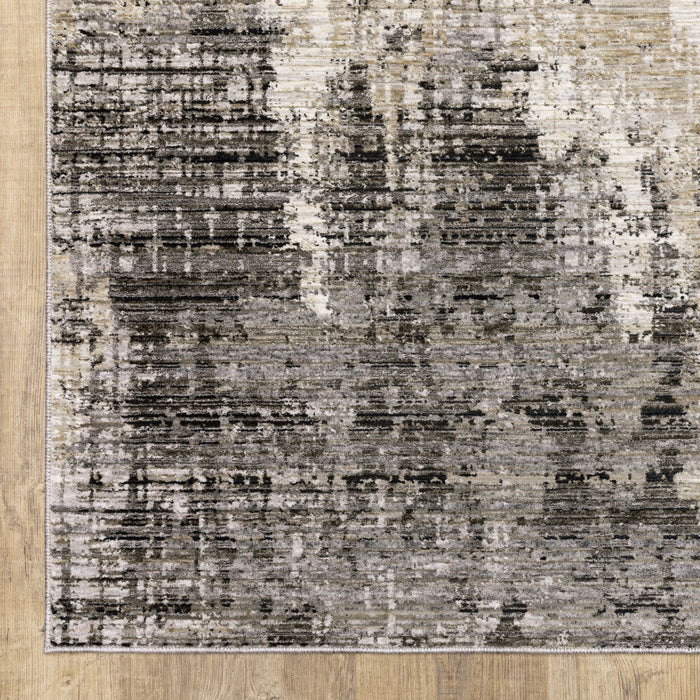 10' x 13' Abstract Power Loom Area Rug - Ivory And Gray
