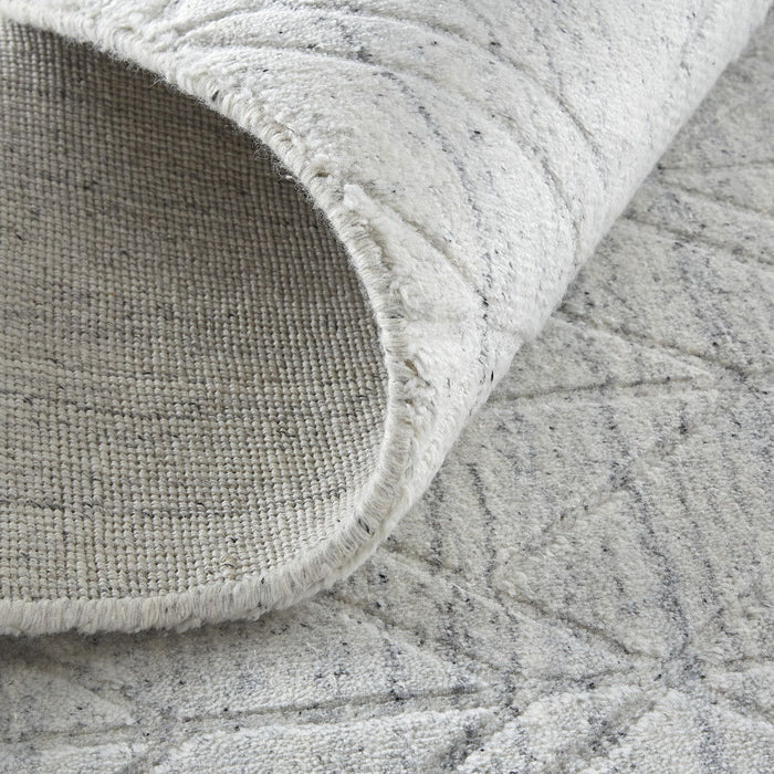 9' x 12' Striped Hand Woven Area Rug - White And Silver