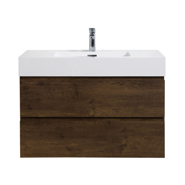 Giga Alice bathroom vanity wall-mounted with integrated sink, large storage, floating design, modern style, no drain or faucet included.