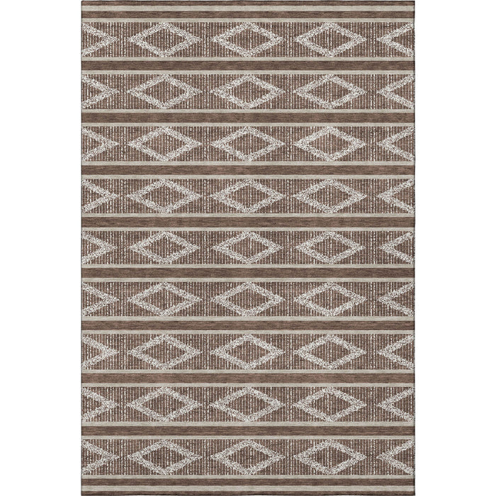 10' X 14' Geometric Washable Area Rug With UV Protection (680765) - Brown / Beige