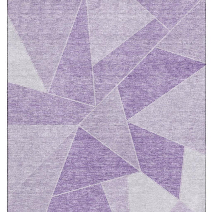 10' X 14' Geometric Washable Area Rug With UV Protection (653320) - Lilac / Ivory