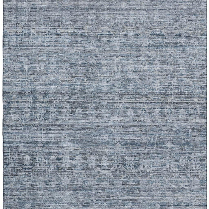 10' X 14' Striped Washable Area Rug With UV Protection (699963) - Blue / Gray