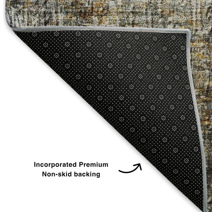 10' X 14' Abstract Washable Area Rug With UV Protection (650668) - Gray / Copper
