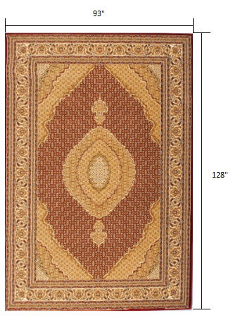 8' x 11' Oriental Power Loom Area Rug - Red And Beige