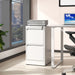 Giga steel vertical file cabinet with lock, suitable for A4, legal, and letter size documents, featuring multiple drawers.