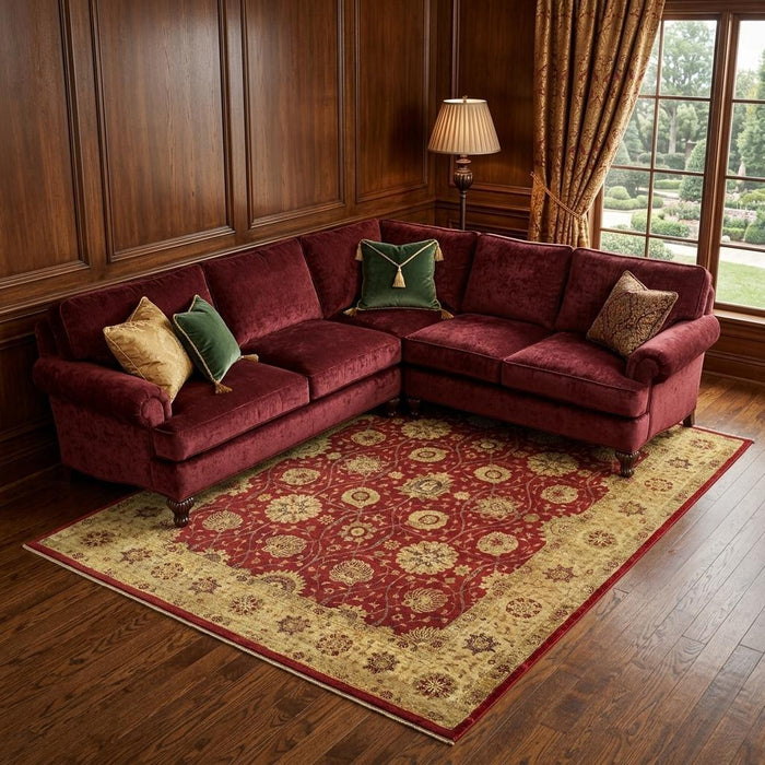 9' X 13' Wool Oriental Hand Knotted Area Rug (744390) - Red / Gold