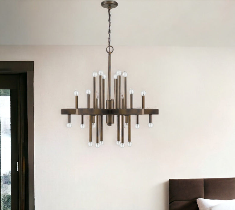 Candle Style Multi Light Metal Dimmable Chandelier - Brown