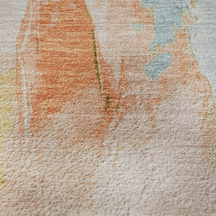 10' X 14' Abstract Washable Area Rug With UV Protection (707911) - Peach / Orange / Teal