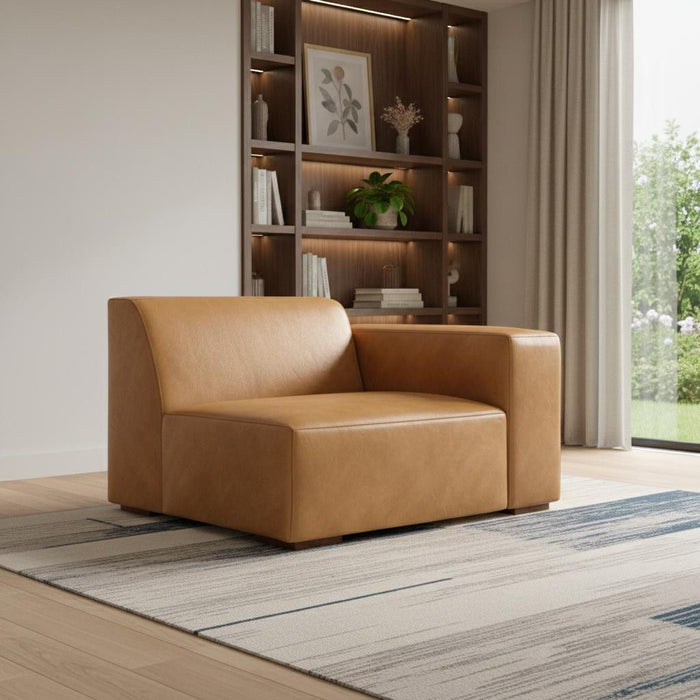 44" Sienna Leather Modular Sofa With Brown Legs - Brown