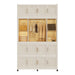 Creamy white Giga portable wardrobe closet with 17 magnetic doors, storage cubes, hanging rod, and 6 hangers.