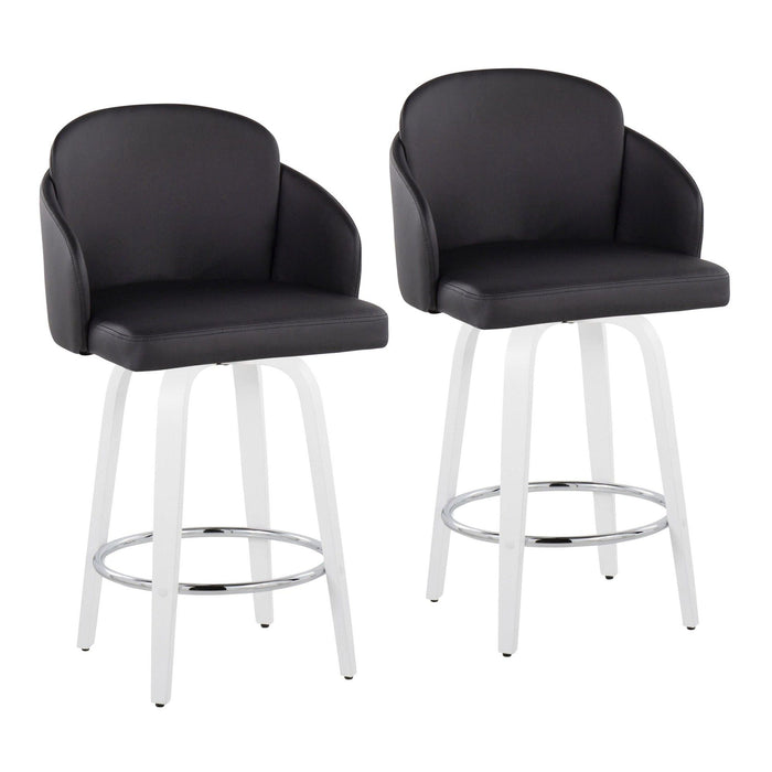 Cinch - Contemporary Fixed-Height Swivel Counter Stool (Set of 2) - White Wood