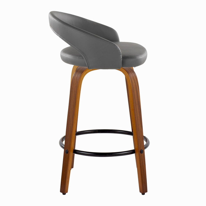 Grotto - 32.5" Upholstered Fixed-Height Counter Stool (Set of 2) - Walnut Wood Base